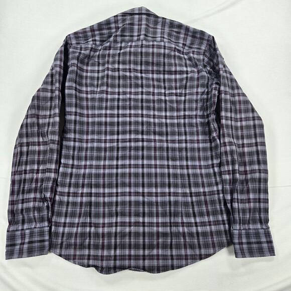 Hugo Boss Slim Fit Purple Plaid Long Sleeve Button Up Shirt Men's Size Medium - Picture 7 of 7